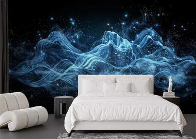 Digital depiction of the Aquarius symbol against a black background, featuring stars. This image represents zodiac signs, constellations, and horoscope themes. Wall mural