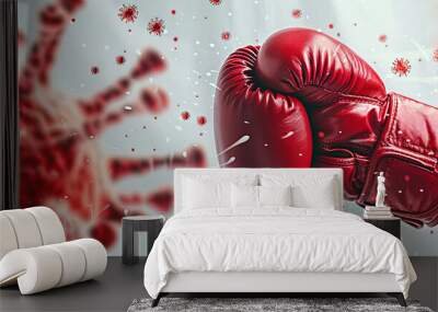 hand with boxing golves fight with virus Wall mural