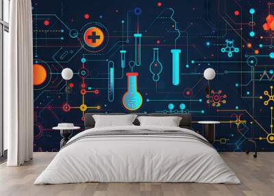 health care and science icon pattern medical innovation concept  Wall mural