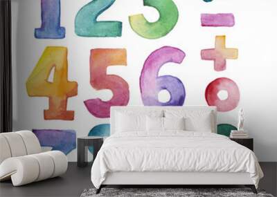 set of watercolor number from one to nine and zero Wall mural