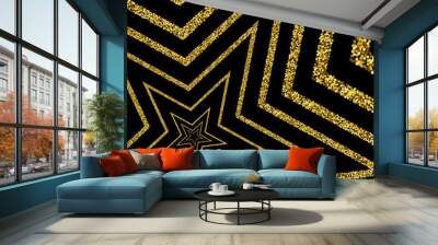 Two vertical banner with shiny gold stars on black background. eps 10 Wall mural