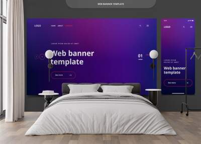 Website design or landing web page. Desktop and mobile. Modern web banner template. Vector. Wall mural