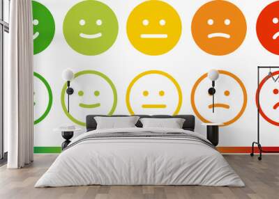 Five facial expression of feedback icon. Rating satisfaction vector illustration Wall mural