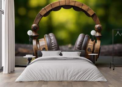 Headphones listen to musical song entertainment Wall mural