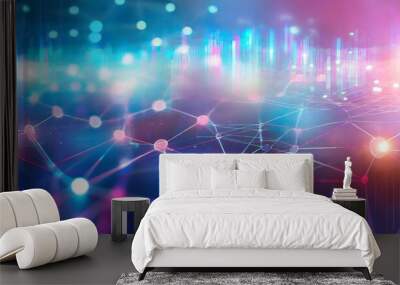 geometric landscape and futuristic digital blockchain fintech technology Wall mural