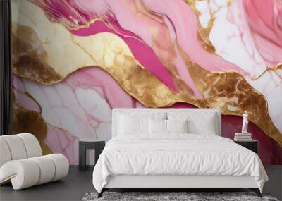 gold and pink luxurious marble textured background ai Wall mural