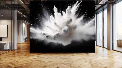 white powder explosion on black background Wall mural