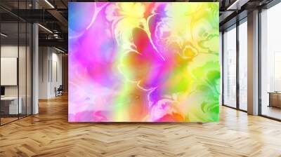 glowing marbled backdrop with rainbow colors, depth, smoke, haze, mist, fog effect Wall mural