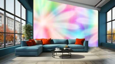 white daisy flowers on multicolor tie dye watercolor paint effect Wall mural