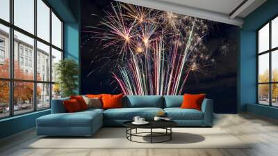 fireworks in the night sky Wall mural