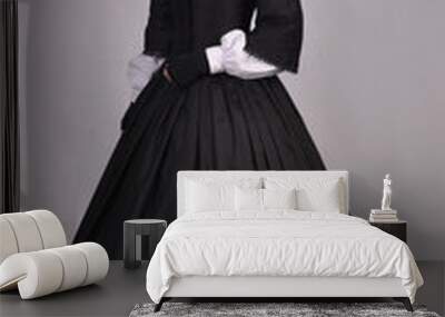 Victorian woman in black dress Wall mural