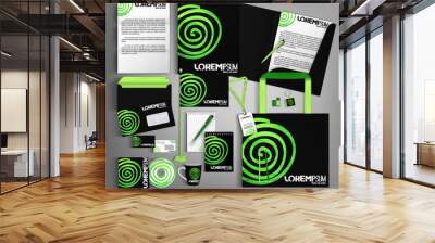 Corporate Identity set with green design elements. Wall mural