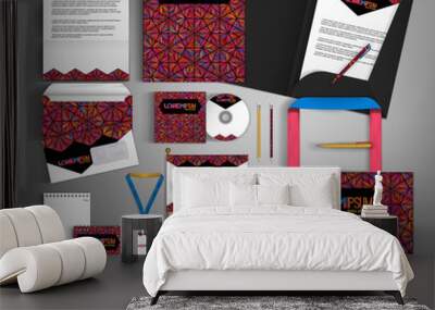 Corporate Identity set. Beautiful  geometric design. Wall mural