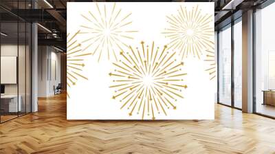 Golden firework vector banner, elegant background design, isolated clip art element set Wall mural