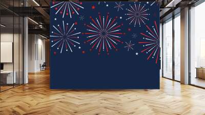 Red and blue independence of president day firework background design Wall mural