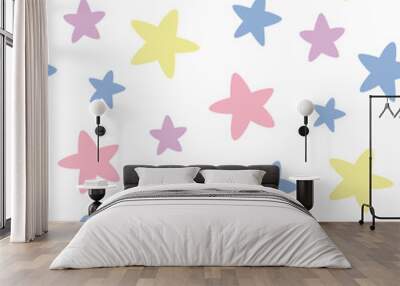 Vector pattern with cute stars, seamless background Wall mural