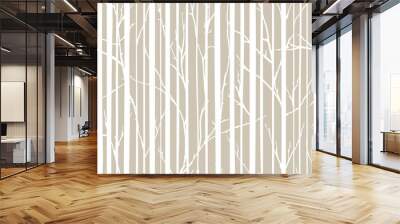 Branches of trees intertwine. Seamless pattern natural theme. Branches and stripes pattern Wall mural