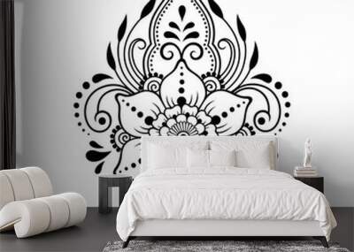 Mehndi flower pattern for Henna drawing and tattoo. Decoration in ethnic oriental, Indian style. Wall mural