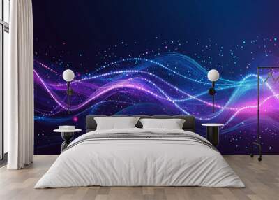 A beauty futuristic abstract background in a high-tech style. Shining lines and patterns resembling neural networks, connections, and digital circuits. Wall mural