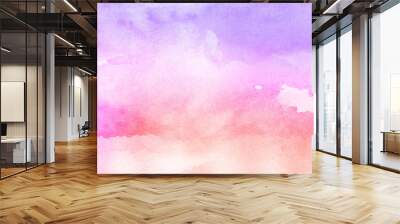 Creative light pink and purple smooth pastel colors wet effect hand drawn canvas aquarelle background. Abstract watercolor vibrant paper textured illustration for design, vintage card retro templates Wall mural