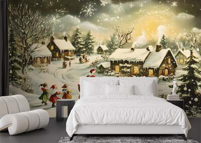 Christmas and New Year-themed graphic backgrounds for cards Wall mural