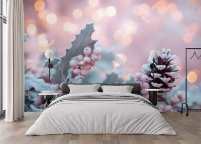 Christmas and New Year-themed graphic backgrounds for cards Wall mural