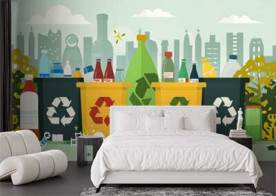 recycle and reuse products concept to keep the world green. Wall mural