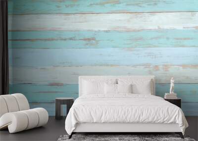 vintage beach wood background - old blue color wooden plank Wall mural