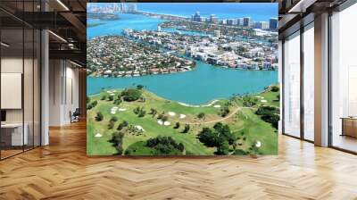 Aerial view from seaplane of boats near Bal Harbour and Bay Harbor Islands, Miami, Florida. Wall mural