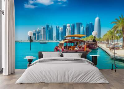 Doha travel destination. Tour tourism exploring. Wall mural