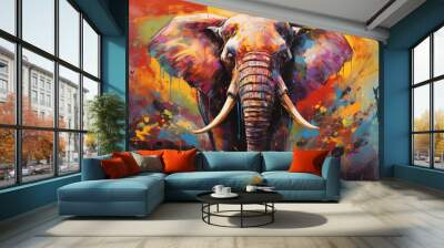 creative poster with colorful elephant Wall mural