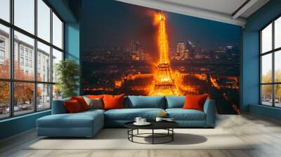 
Eiffel Tower on fire Wall mural