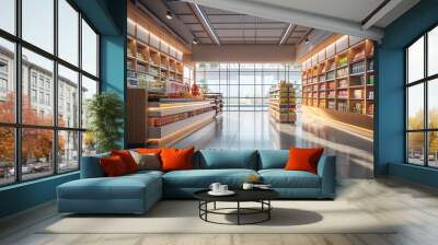 
Interior of an empty modern grocery store Wall mural