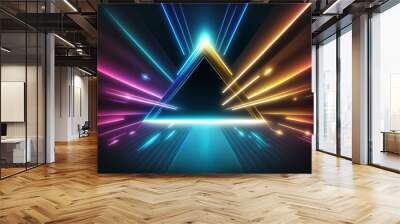 Abstract neon light shapes background. Futuristic concept. Generated AI image Wall mural