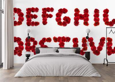 Alphabet Letters Made Out of Individual Roses Wall mural