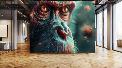 Monkeypox outbreak concept. Monkeypox is a viral zoonotic disease. Monkeypox outbreak, MPXV virus, generated AI Wall mural