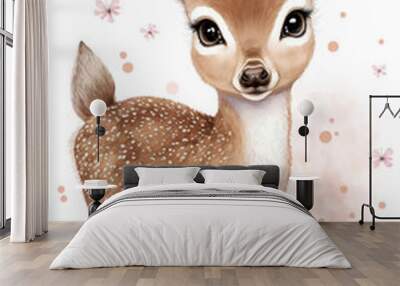 Cute baby deer watercolor Wall mural