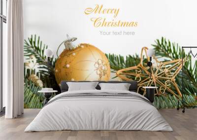 Golden Christmas decor Wall mural