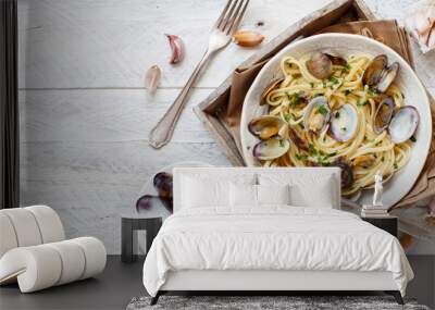 Linguini with clams Wall mural