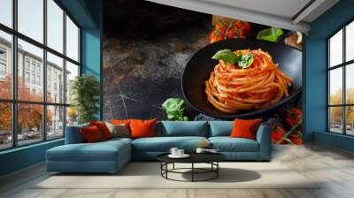 Spaghetti pasta with tomato sauce Wall mural