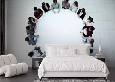 business meeting at the table, top view Wall mural