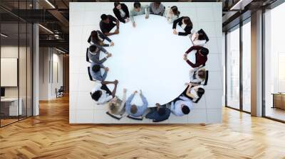 Businesspeople Sitting At Conference Round Table At The Meeting Wall mural