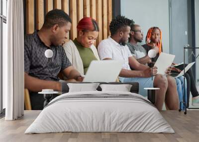 Group of diverse people are waiting for a job interview Wall mural