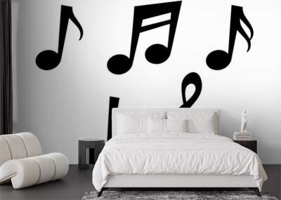 Note music vector illustration. Music note black icons set. Isolated music notes symbols on white background. Music notes icon set, notes symbol Wall mural