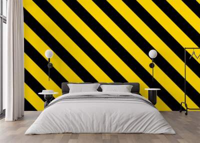 Warning yellow black diagonal stripes line. Safety stripe warning caution hazard danger road vector sign symbol Wall mural