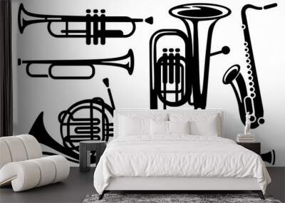 Icons of wind musical instruments Wall mural