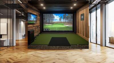 modern indoor golf simulator club interior design professional photography Wall mural