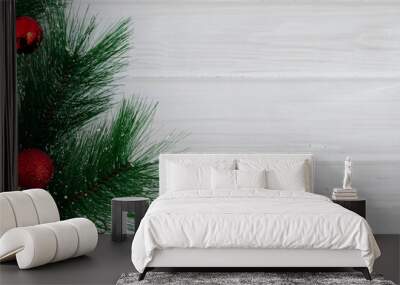 new year 2021 tree branch layout on a white background fir spruce 

 Wall mural