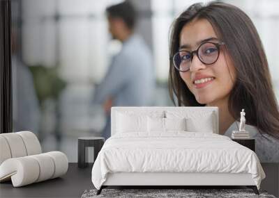 Portrait of girl leader or manager at a team planning Wall mural