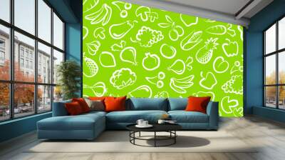 Seamless background with vegetables and fruit Wall mural